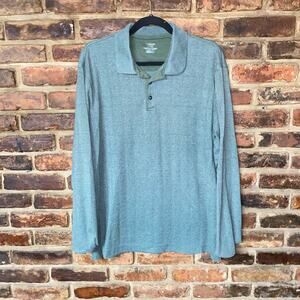 Van Heusen Green Knit Pullover Collared Rugby Polo Sweater Men's Size XL